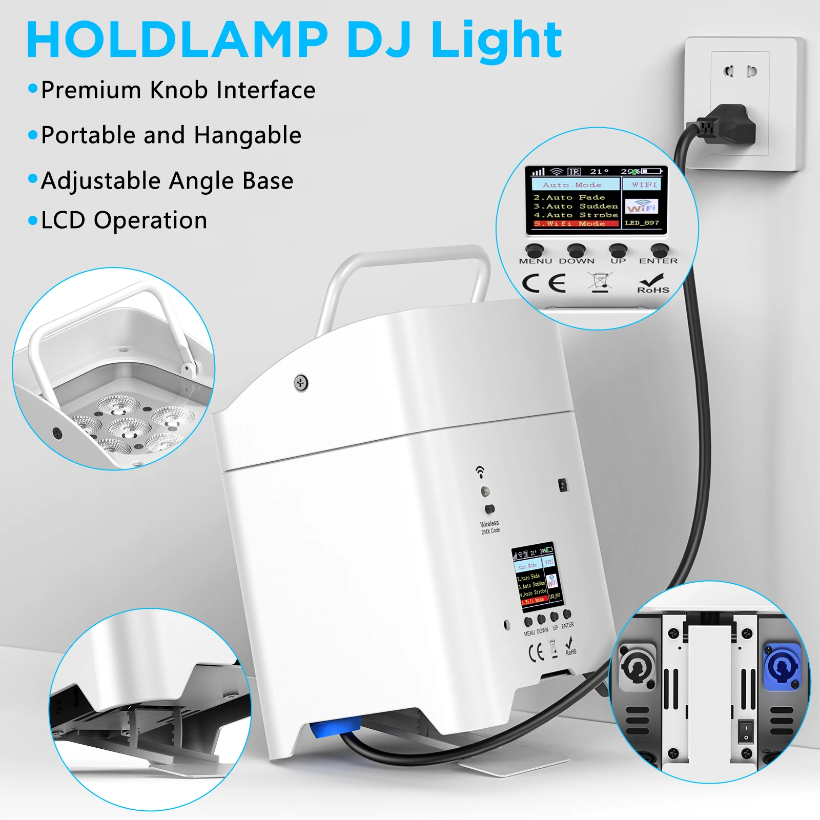 U'King 2PCS RGBWA+UV 6IN1 Battery LED Par Light DMX 512 Wireless Remote Control 6x18W Led Stage Light for Disco DJ Party Concert