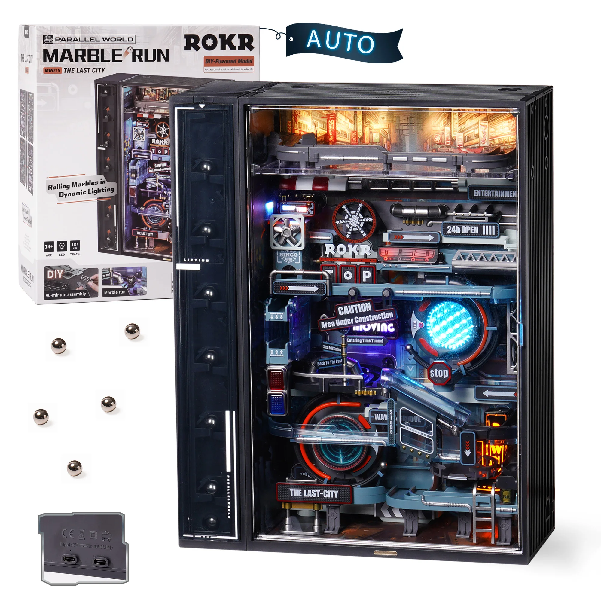 Robotime Rokr The Last City Futuristic Marble Run Parallel World Building Toy Set 130pcs Brain Teaser DIY Hobbies for Men Boys