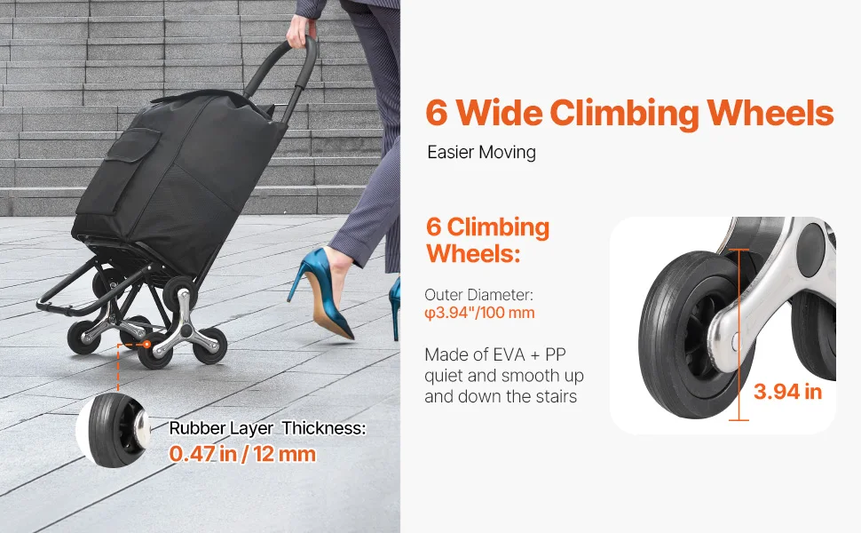 SucceBuy 36L 110Lbs Grocery Cart Folding Shopping Cart Hand-pulled Trolley Household Portable Storage Stair Climbing Handcart