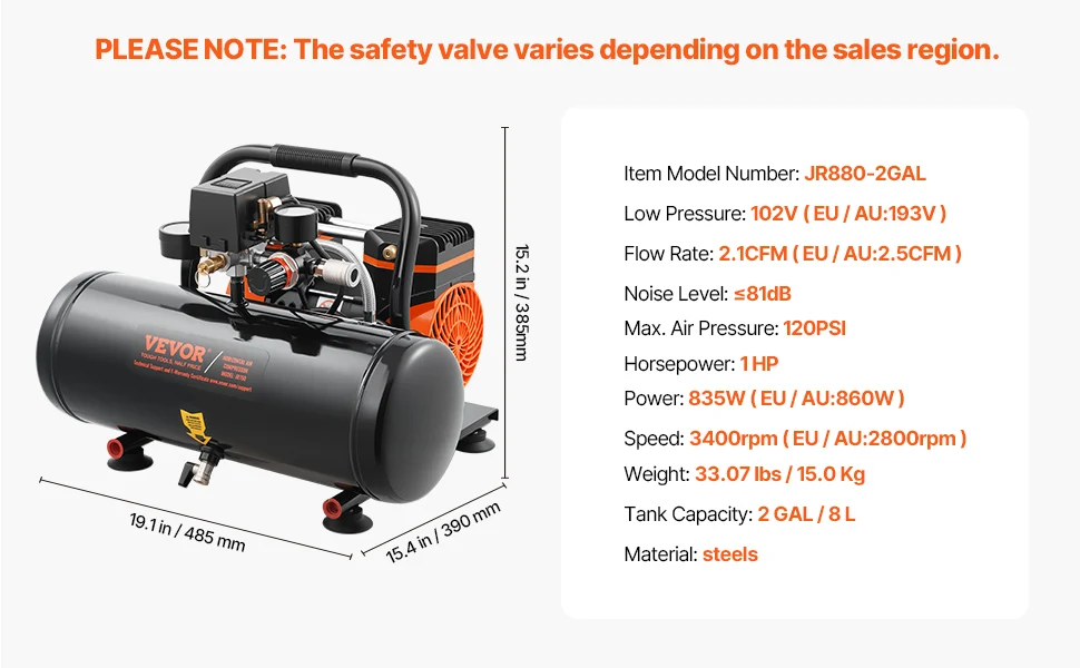 SucceBuy Air Compressor 750W/1450W/3000W Oil Free Air Compressor Quiet Portable Compressor Pump for Auto Repair Tire Inflation