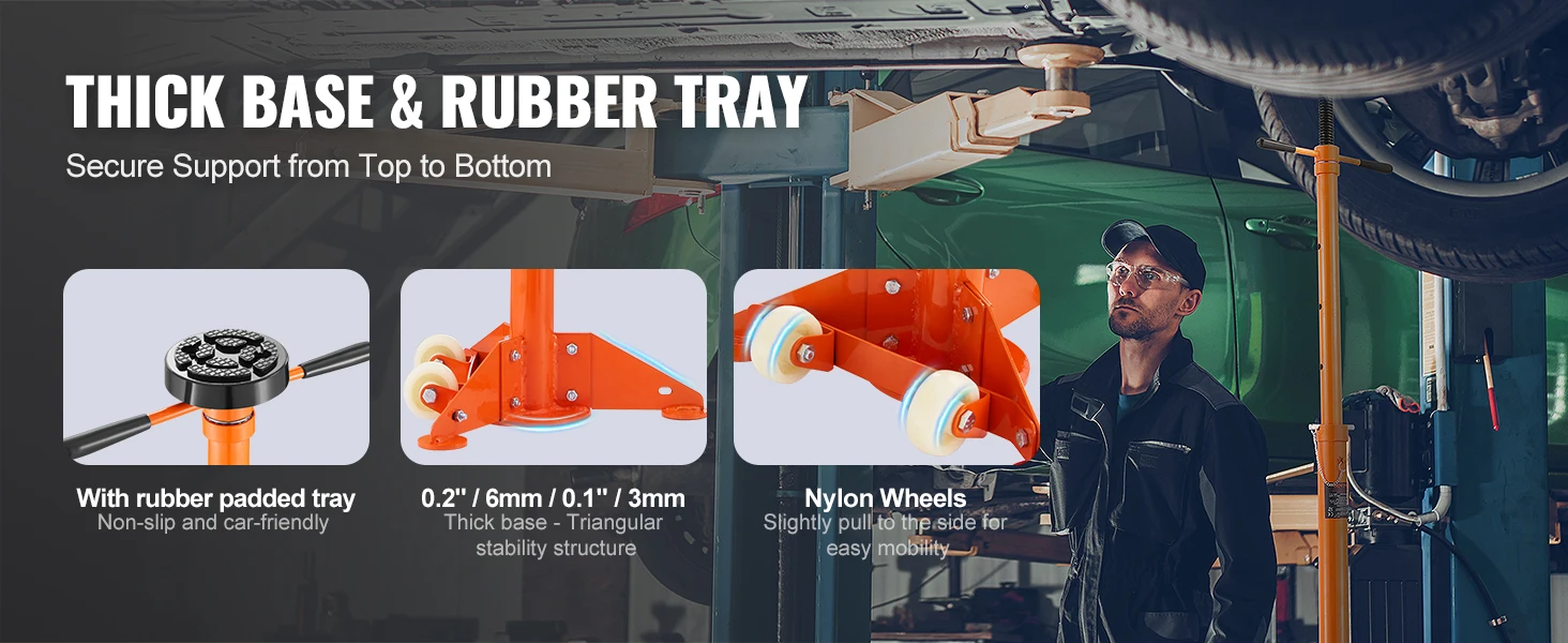 SucceBuy Underhoist Stand 3/4 Ton Capacity Pole Jack, Lifting from 43.3" to 70.9" Triangular Base Two Wheels Automotive Support