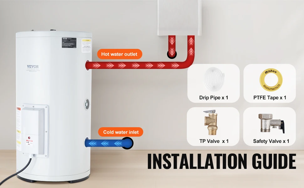 SucceBuy Electric Water Heater 40/70L Tank Instant Hot Water Heater 1.6Kw Tankless Water Heater w/ LED Display Knob Control IPX4