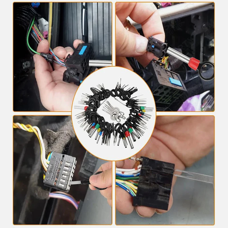 100Pcs Car Terminal Removal Repair Tools Electrical Wiring Crimp Connector Pin Extractor Kit Keys Automotive Plug Pullers