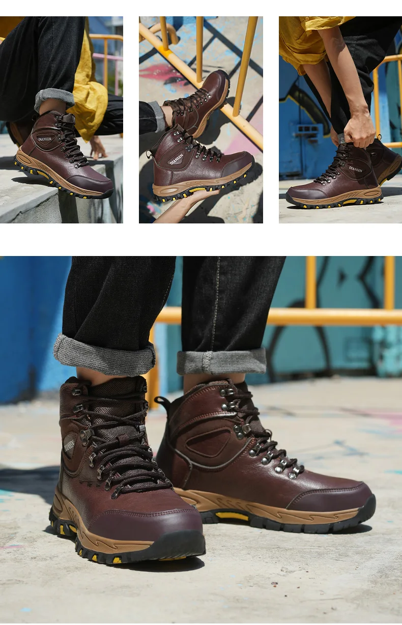 Waterproof Leather Indestructible Men Work Safety Boots Outdoor Military Boots Anti-smash Anti-puncture Industrial Shoes Male