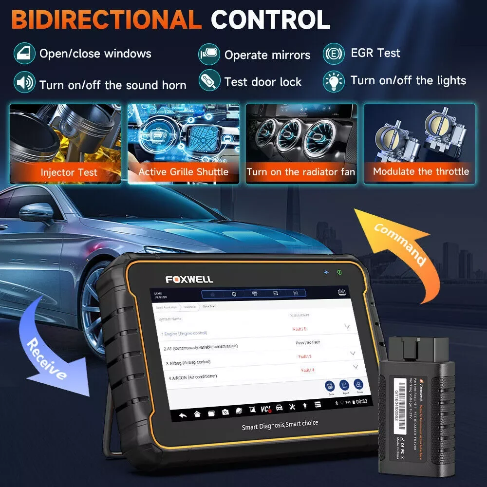 FOXWELL Car Diagnostic Tool GT60 OBD2 Scanner ALL System Bluetooth TPMS DPF ABS 2 Automotive Scanner Active Test Car Code Reader