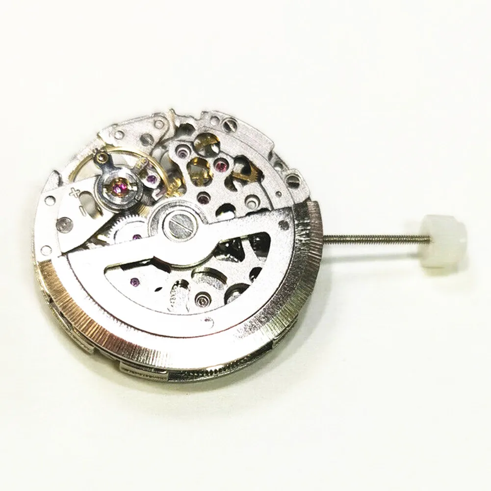 For Miyota Skeleton 8N24 Mechanical Self-Winding Movement High Accuracy Silver 21 Jewels Skeleton Mechanism 3 Hands Movement