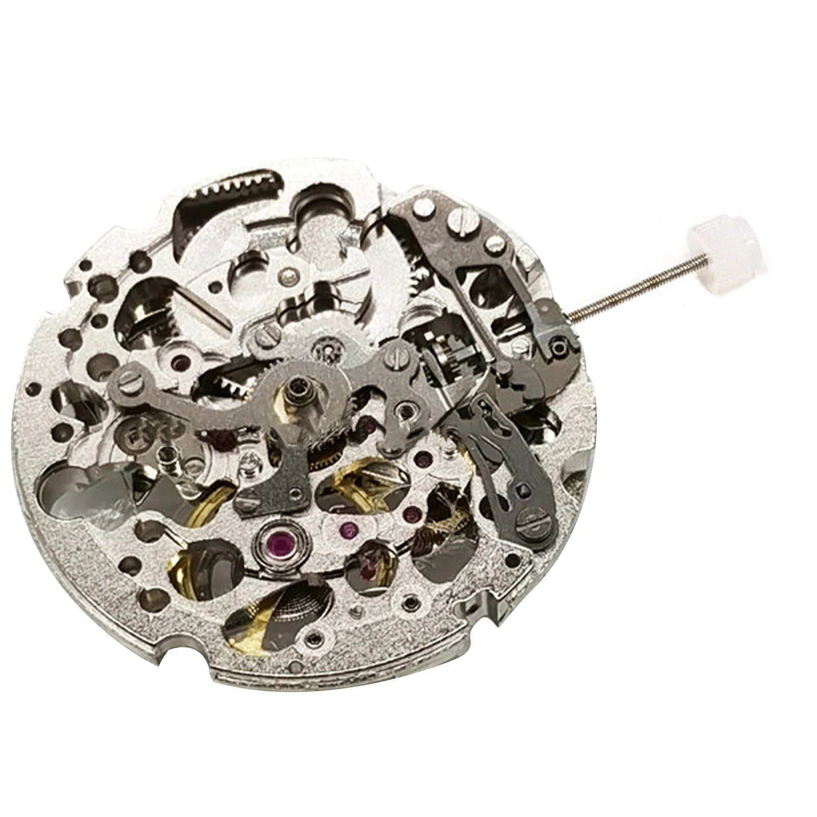 For Miyota Skeleton 8N24 Mechanical Self-Winding Movement High Accuracy Silver 21 Jewels Skeleton Mechanism 3 Hands Movement