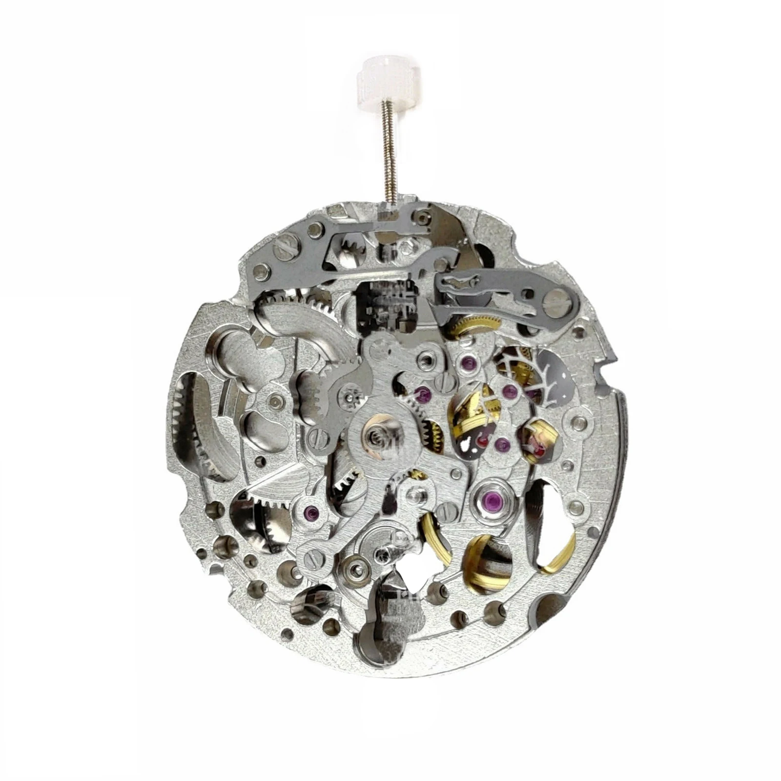 For Miyota Skeleton 8N24 Mechanical Self-Winding Movement High Accuracy Silver 21 Jewels Skeleton Mechanism 3 Hands Movement