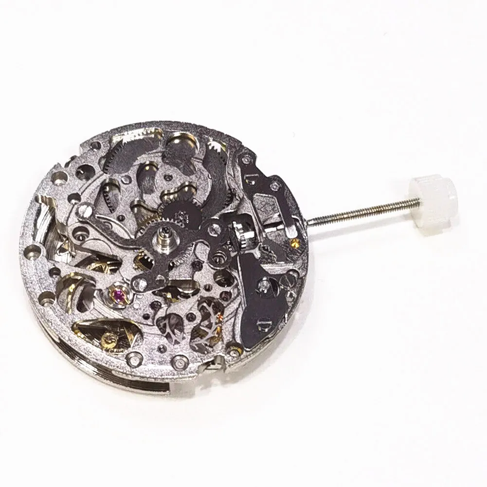 For Miyota Skeleton 8N24 Mechanical Self-Winding Movement High Accuracy Silver 21 Jewels Skeleton Mechanism 3 Hands Movement