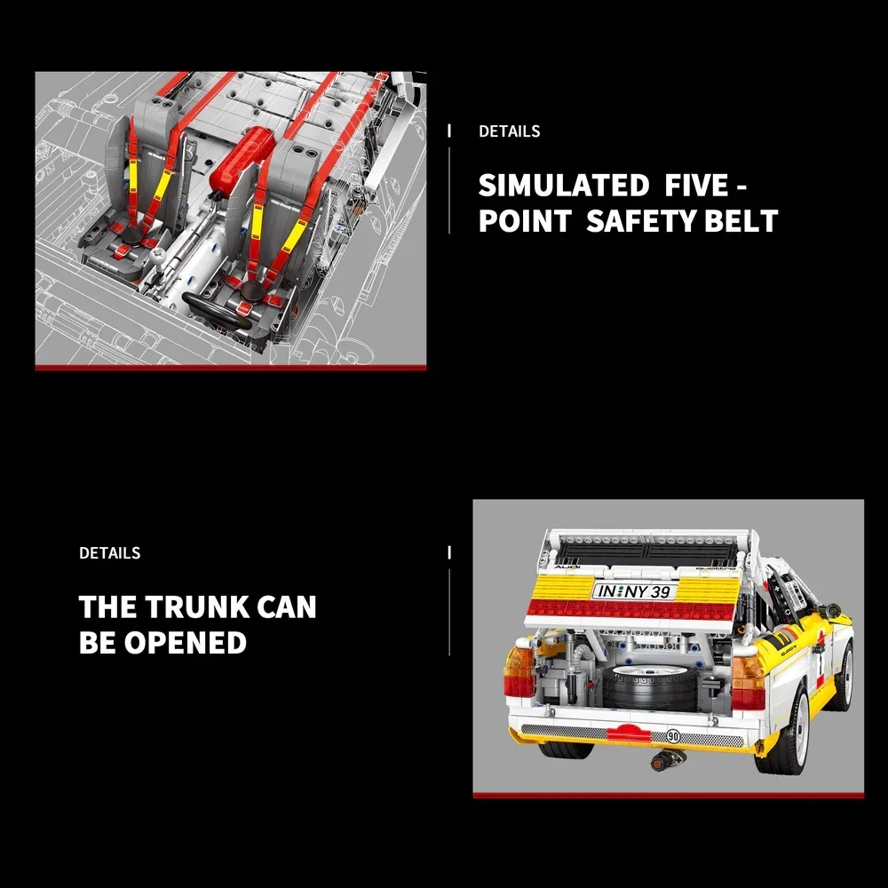 S1 Quattro 1:8 Group B 1984 Racing Car Supercar Building Blocks Sport Vehicle Brick Model Kit Boys Toy Adults Kid Gift 3887PCS