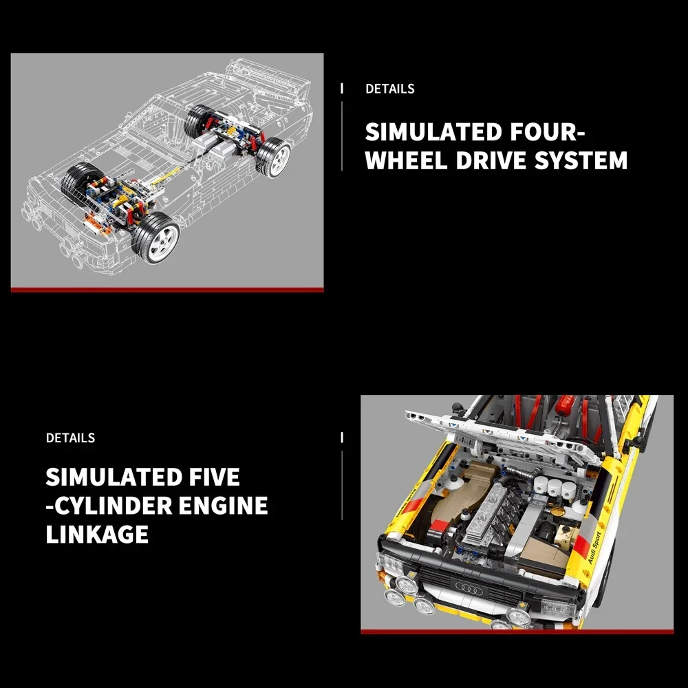 S1 Quattro 1:8 Group B 1984 Racing Car Supercar Building Blocks Sport Vehicle Brick Model Kit Boys Toy Adults Kid Gift 3887PCS
