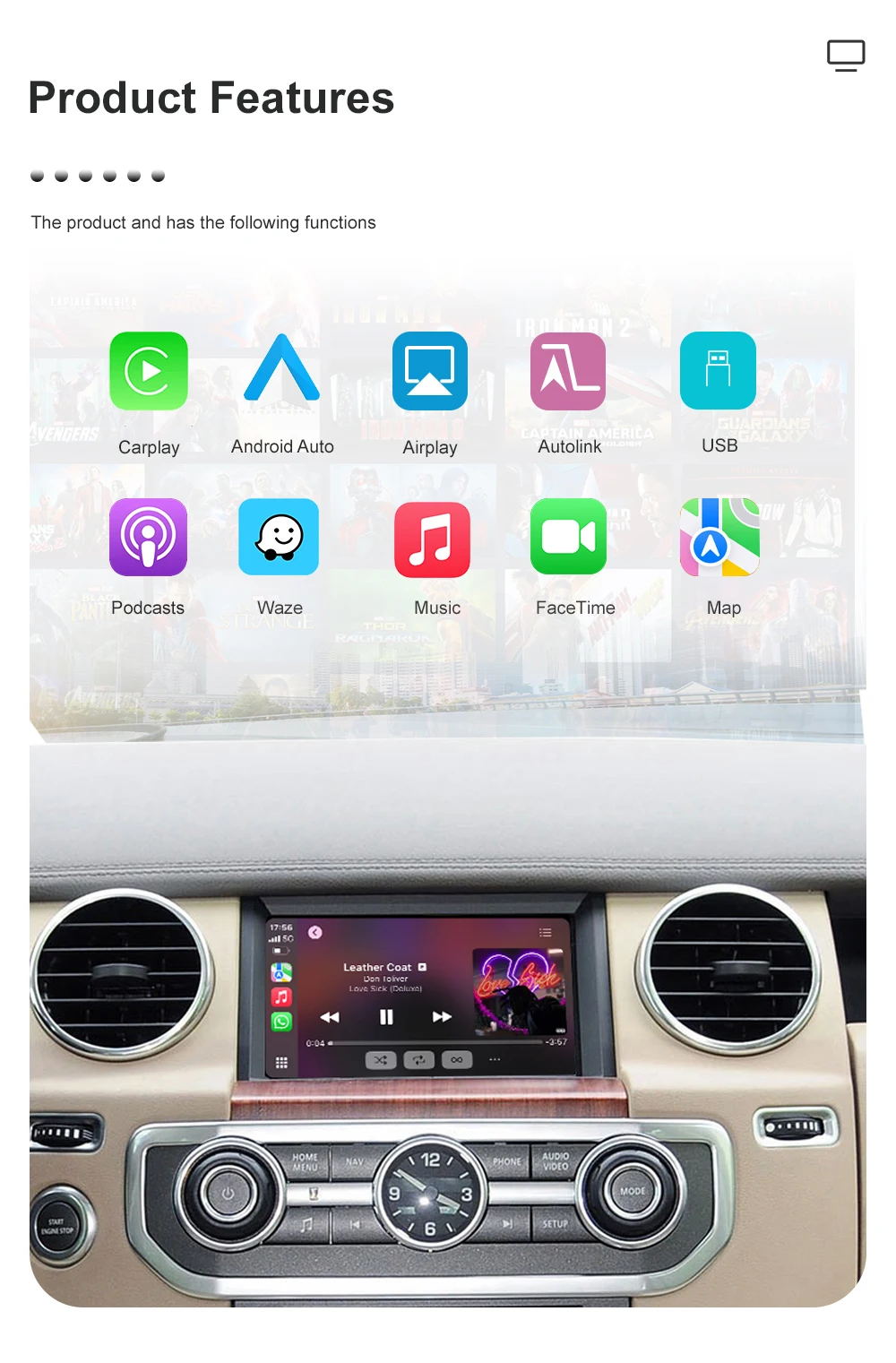 2025 New Wireless Carplay For Land Rover Jaguar Bosch Discovery 4 Aurora Freelander 2 XE XF XJ Airplay Android Auto