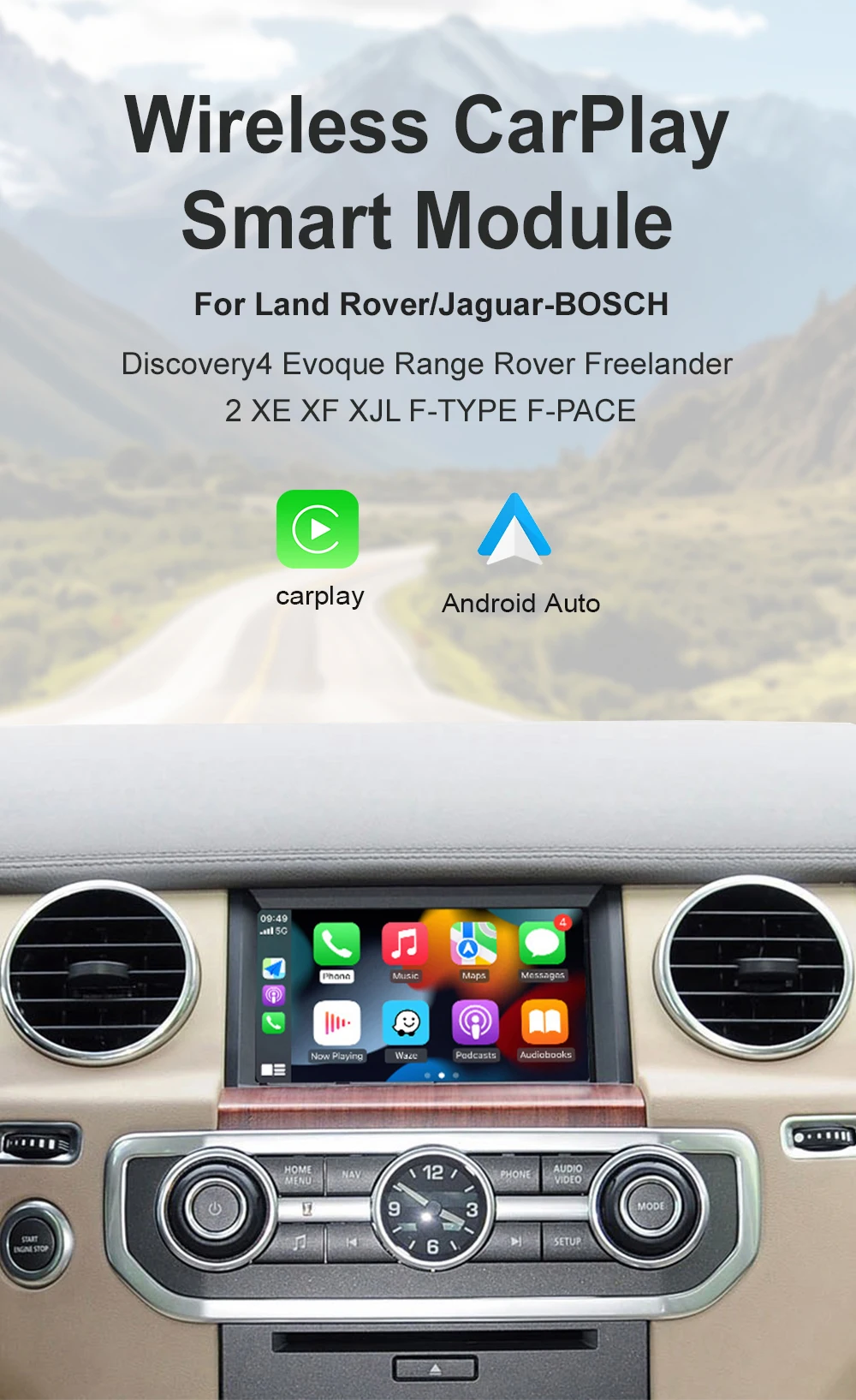 2025 New Wireless Carplay For Land Rover Jaguar Bosch Discovery 4 Aurora Freelander 2 XE XF XJ Airplay Android Auto