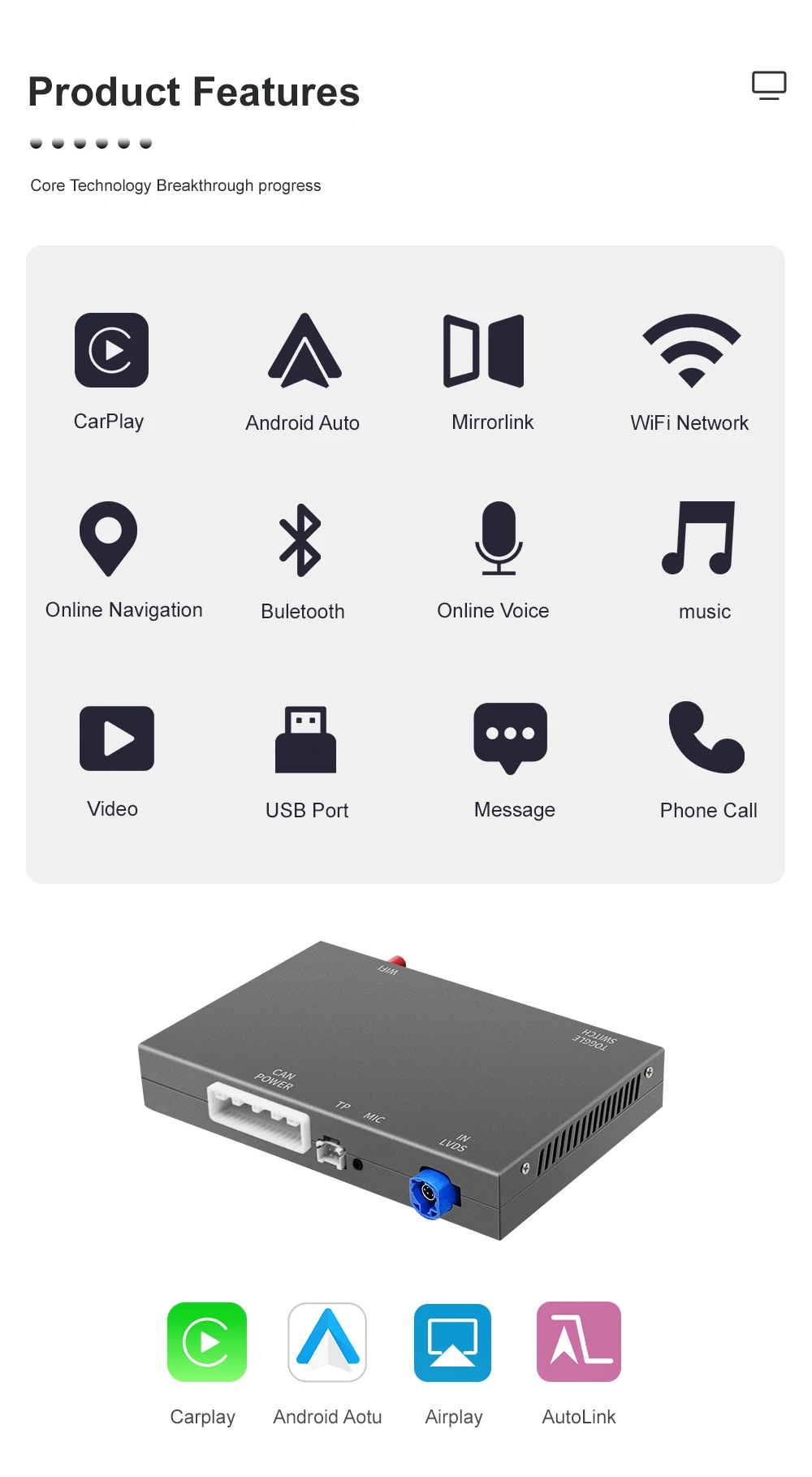 2025 New Wireless Carplay For Land Rover Jaguar Bosch Discovery 4 Aurora Freelander 2 XE XF XJ Airplay Android Auto
