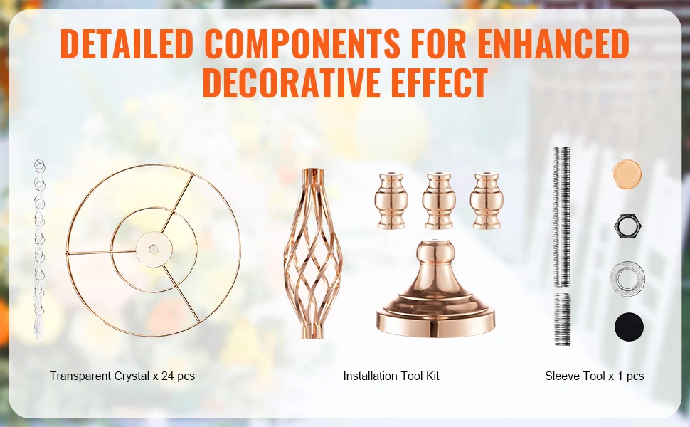 SucceBuy Tall Crystal Wedding Flower Stand Metal Wedding Centerpiece Vase Gold Flower Holders Floral Display Rack for Wedding