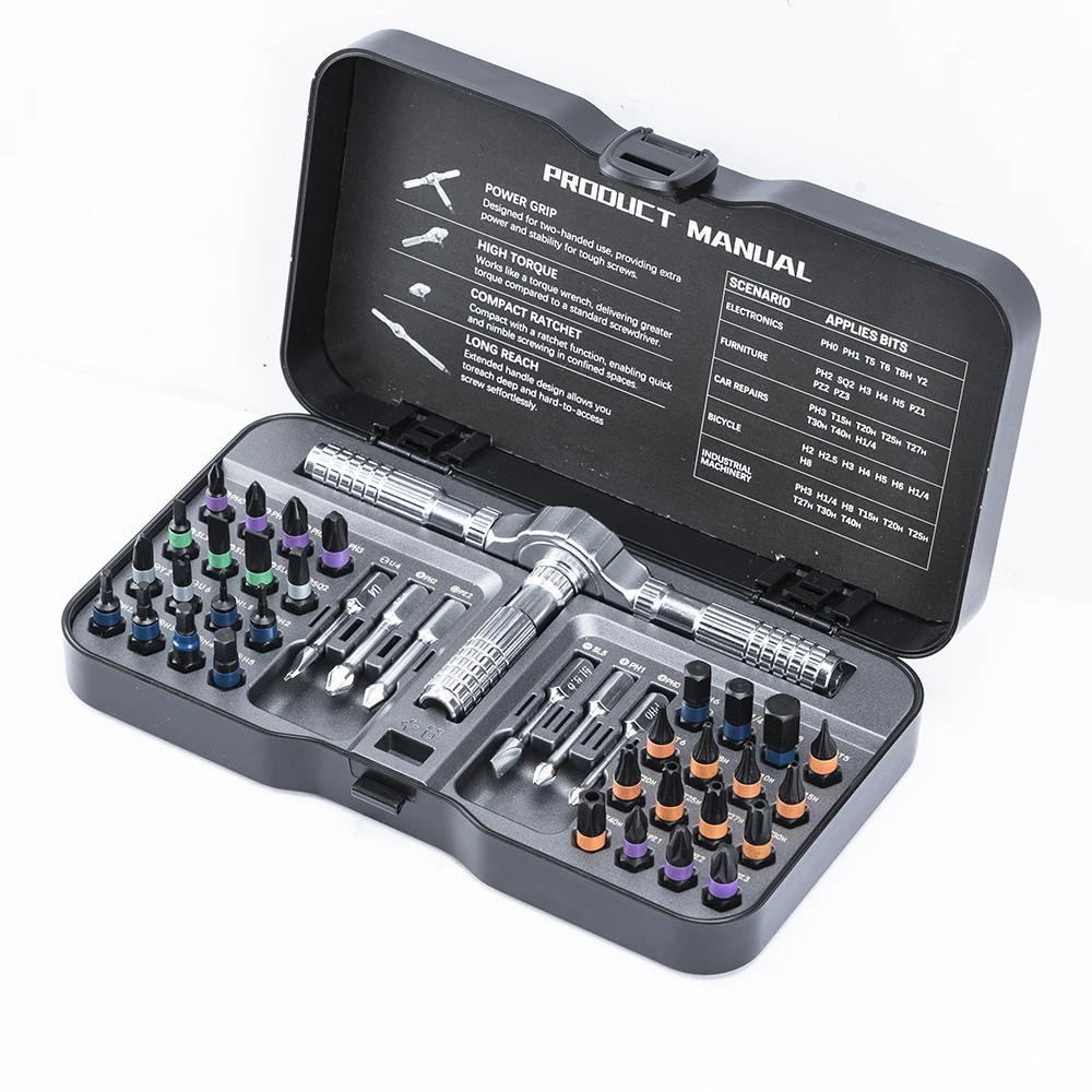 VMAN 40in1 Multifunction Ratchet Screwdriver Set Multi Magnetic Bits Mini Repair Tool Kit Household Tool For PC & Iphone Etc.