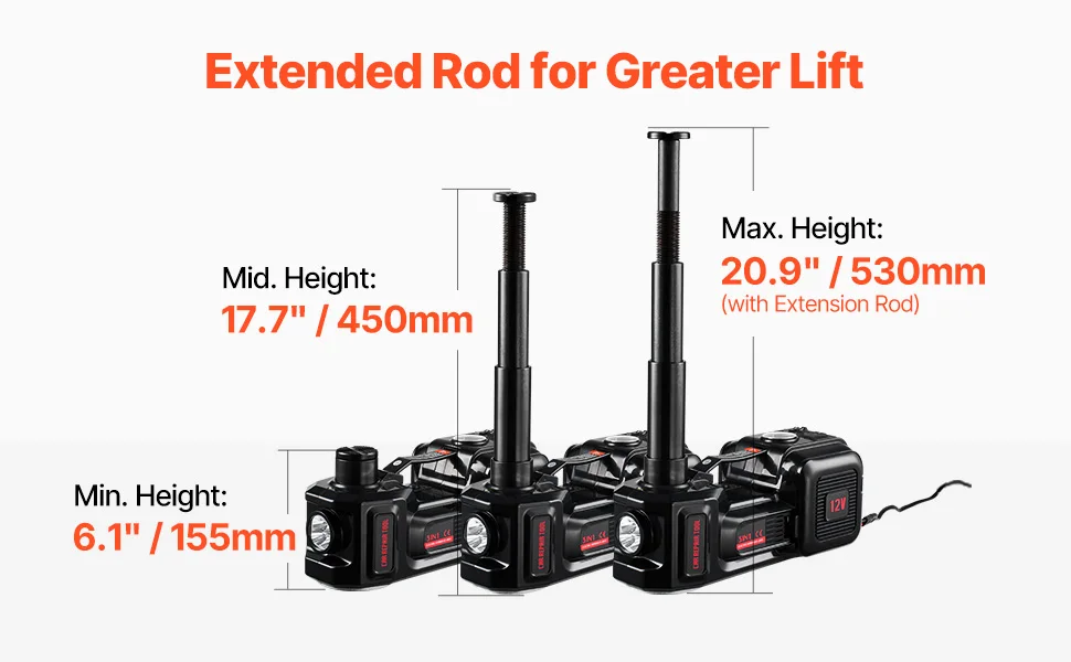 SucceBuy 5T Electric Car Jack Electric Scissor Jack 12V Tire Changer with Electric Impact Wrench & LED Light for Sedan SUV Truck