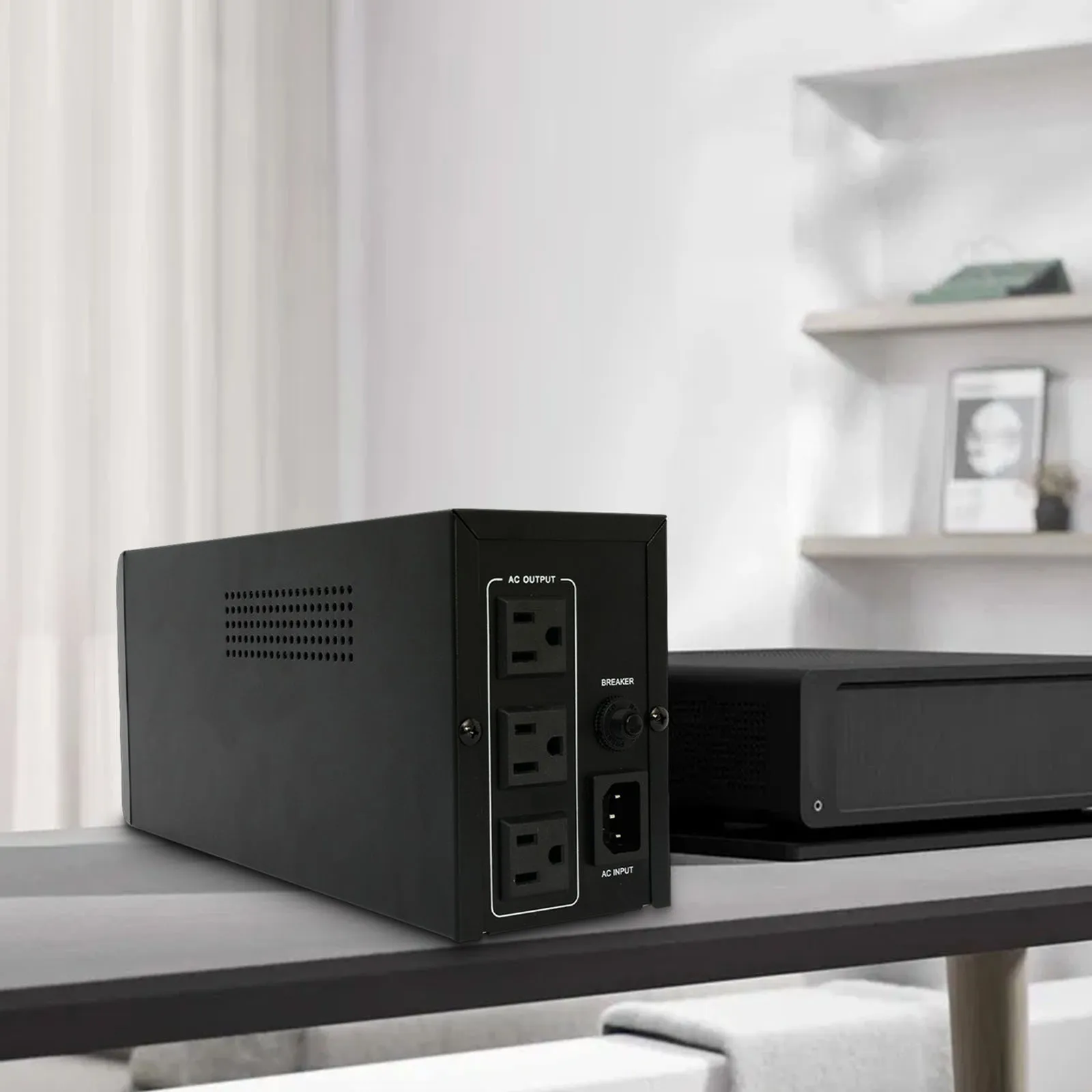 1000VA/600W 120V UPS Power Supply Battery Standby Power with 3 Outlets and LCD Display Surge Protector for Home and Office