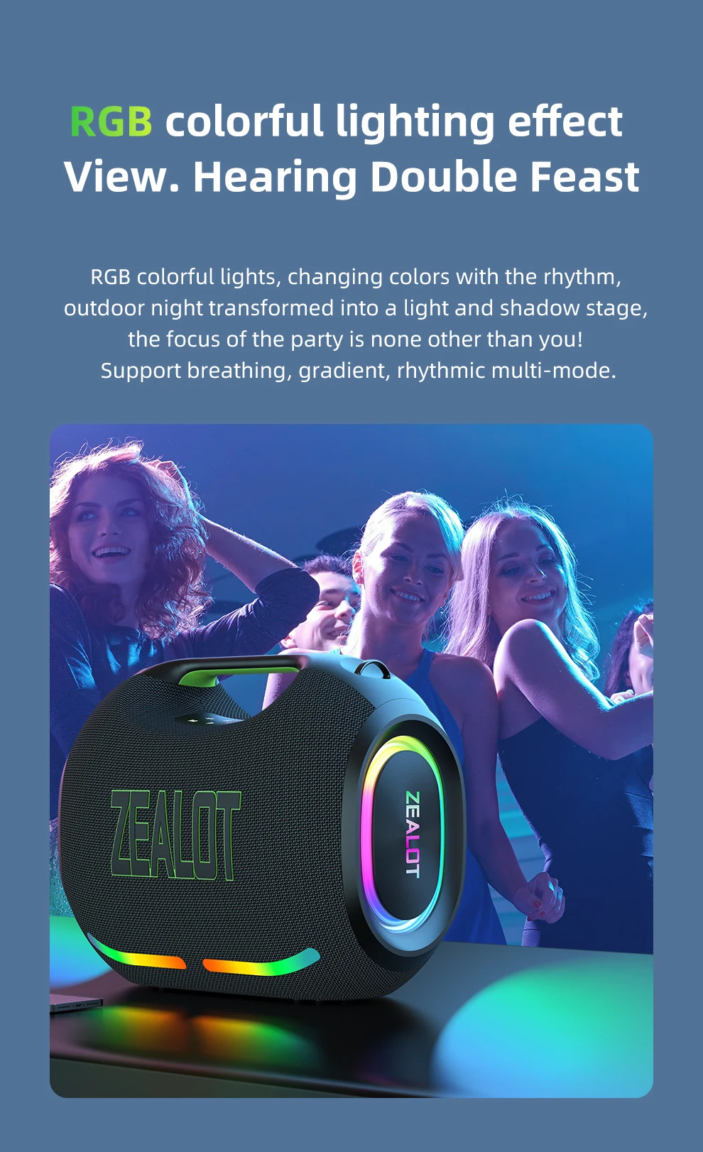 ZEALOT-ZE21 250W Big Power Wireless TWS Subwoofer Bluetooth Speaker High Volume Waterproof Portable Mobile Power HIFI Sound