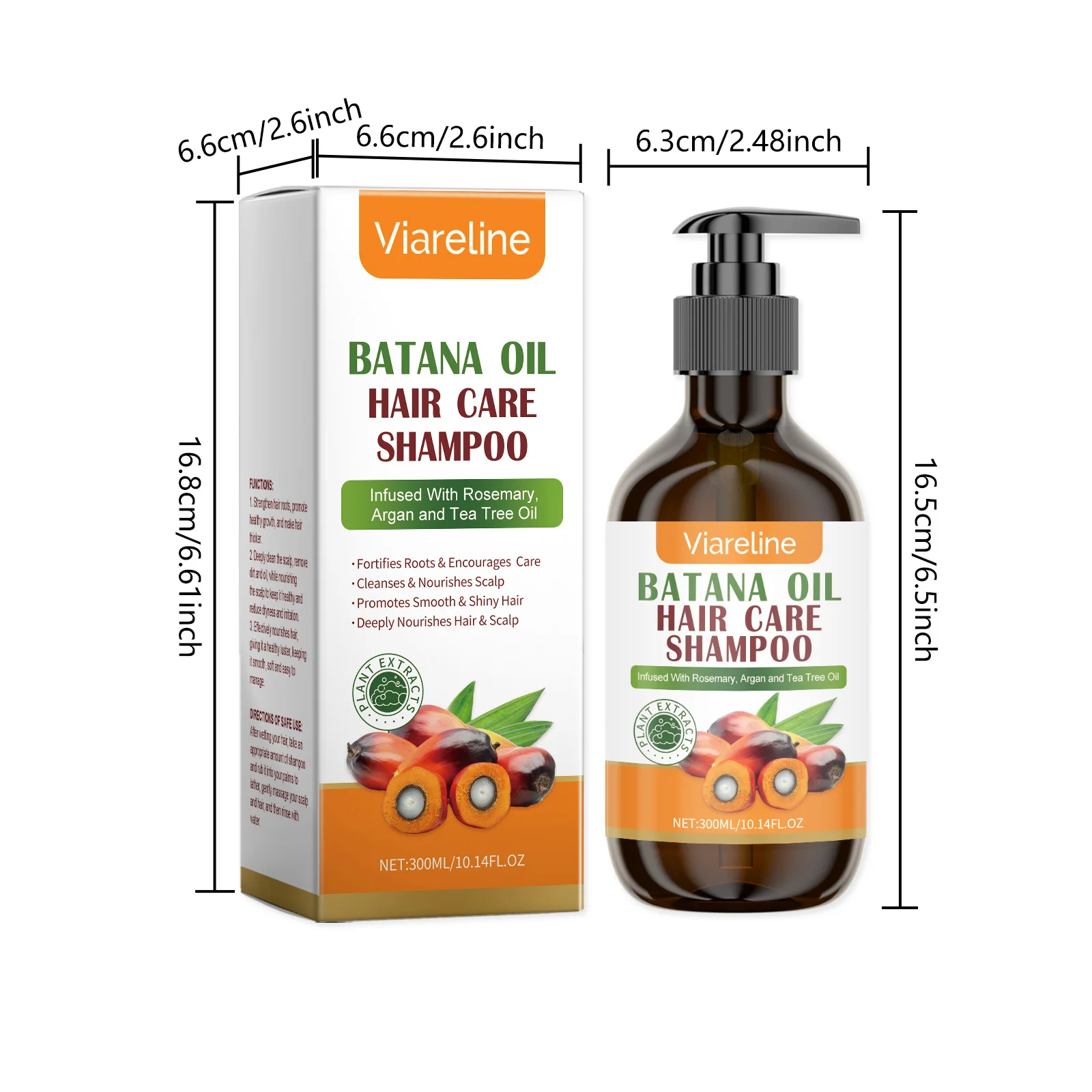 Viareline Batana Oil Hair Care Shampoo Gentle Cleaning Scalp Moisturizing Remove Dandruff Reduce Dryness Nourishing Hair Shampoo