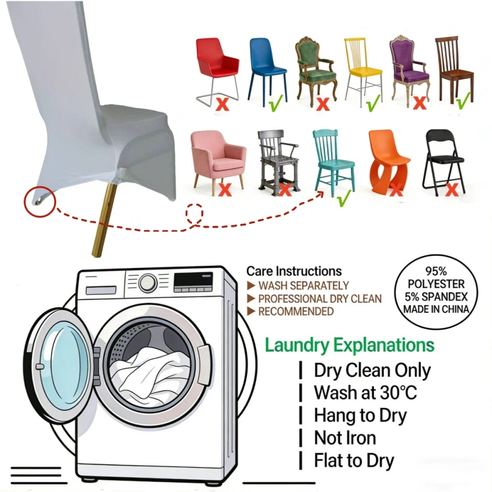 Jiaorui 10/20/30/50/100 Pcs Spandex Wedding Chair Seat Cover
