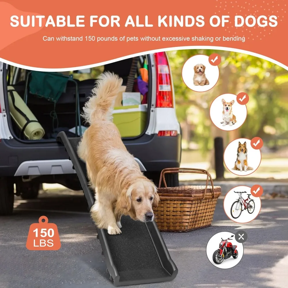 Folding Dog Ramp for Car Truck SUVs 62 Inches Pet Ramp for Large Dogs Non Slip with Raised Siderails
