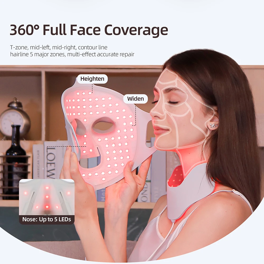 7 Colors Photon Face Neck LED Mask 3D Flexible Silicone Facial Beauty Mask Red Light Infrared Skin Care Repair Skin Wireless Use