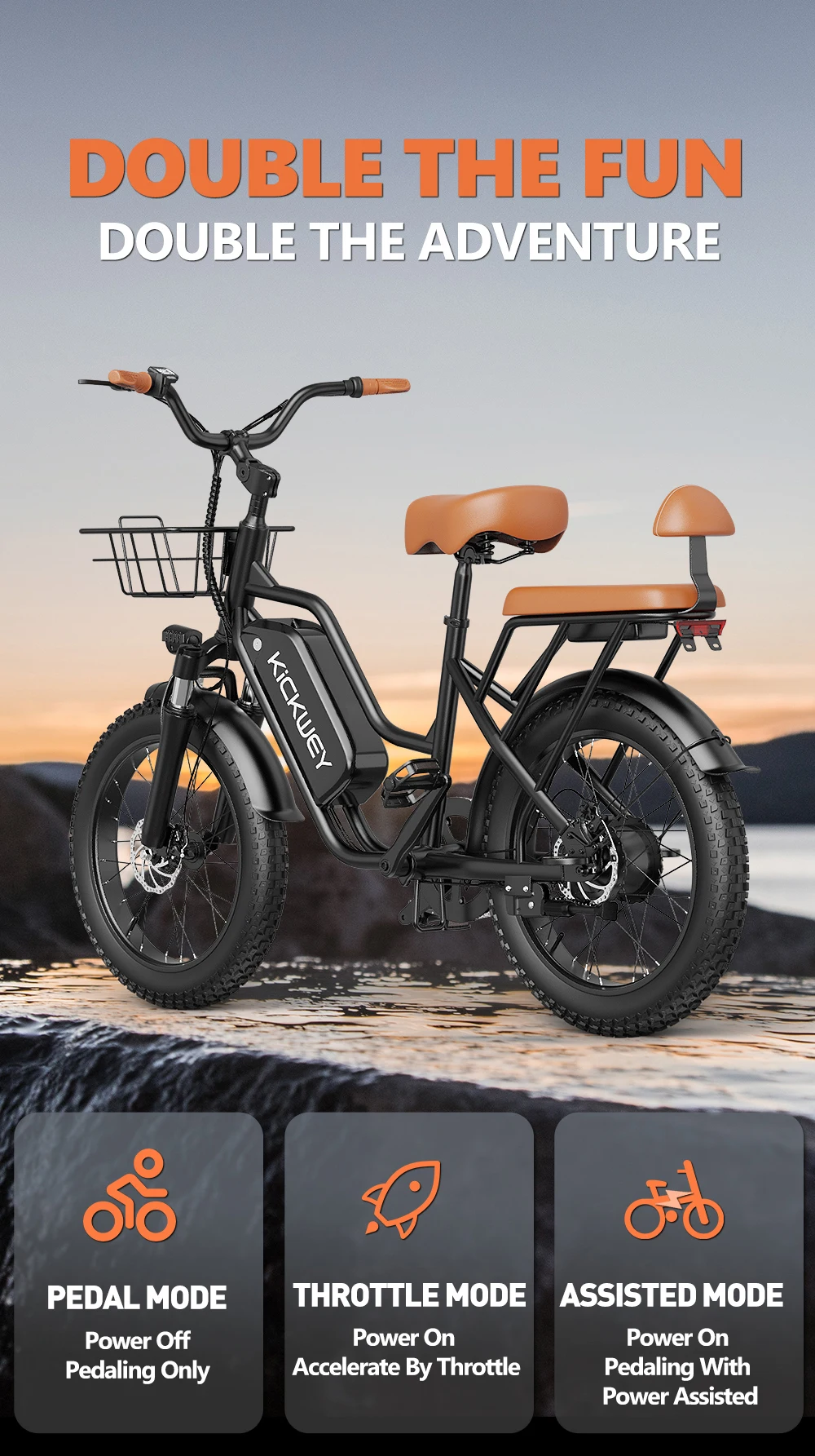 Kickwey LD20 Adult Electric Bike 1500w 32MPH 48V20ah Mountain Electric Bicycle 20 Inch Fat Tire Motorcycle E Bike