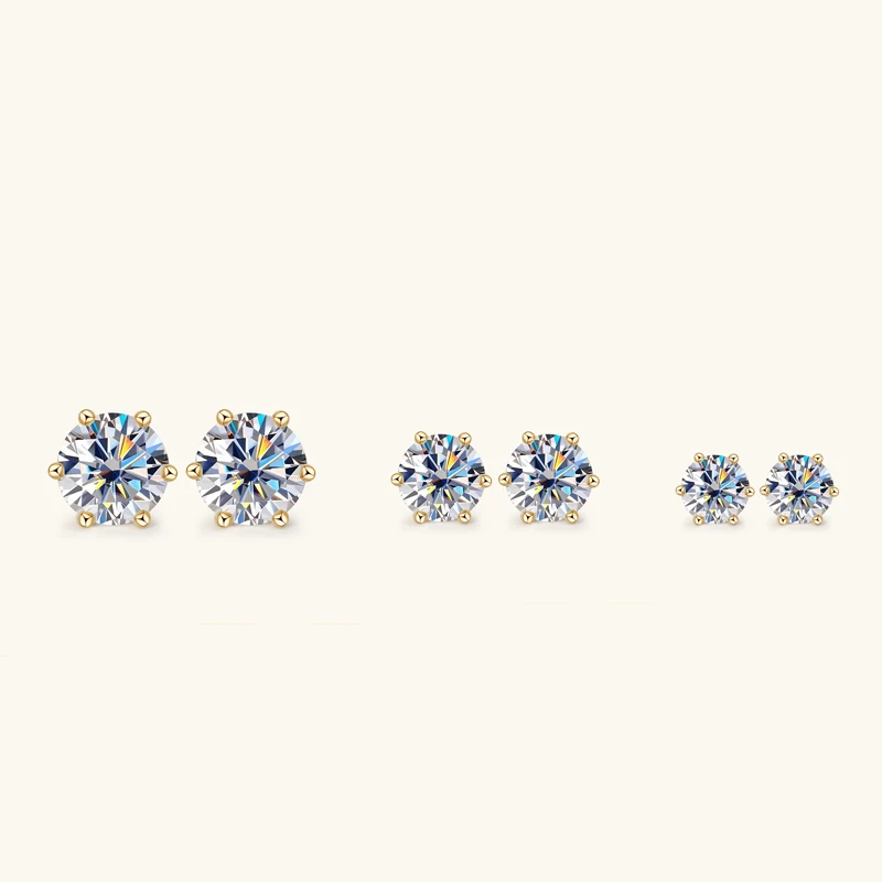 OXTAO 18K White Plated 0.5-2ct Moissanite Diamond Stud Earring Real 925 Silver Wedding Earring Luxury Women's Jewelry Certified