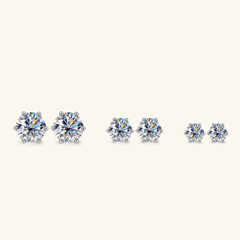 OXTAO 18K White Plated 0.5-2ct Moissanite Diamond Stud Earring Real 925 Silver Wedding Earring Luxury Women's Jewelry Certified