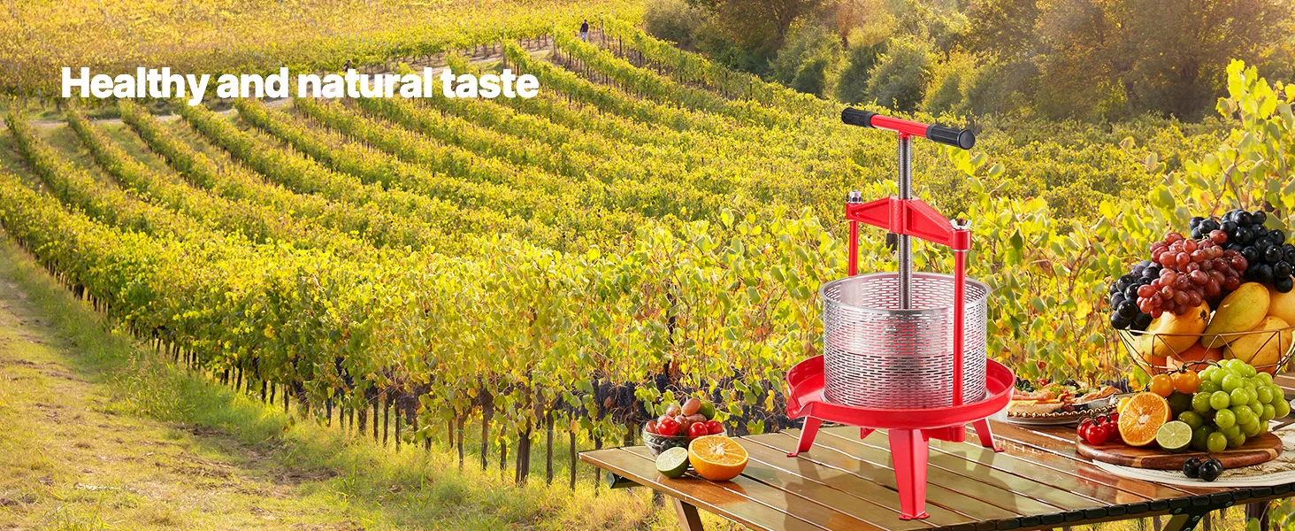 SucceBuy 9L 14L Fruit Wine Press Stainless Steel Basket with Cross-beam and Triangular Structure Manual Juice Maker for Kitchen