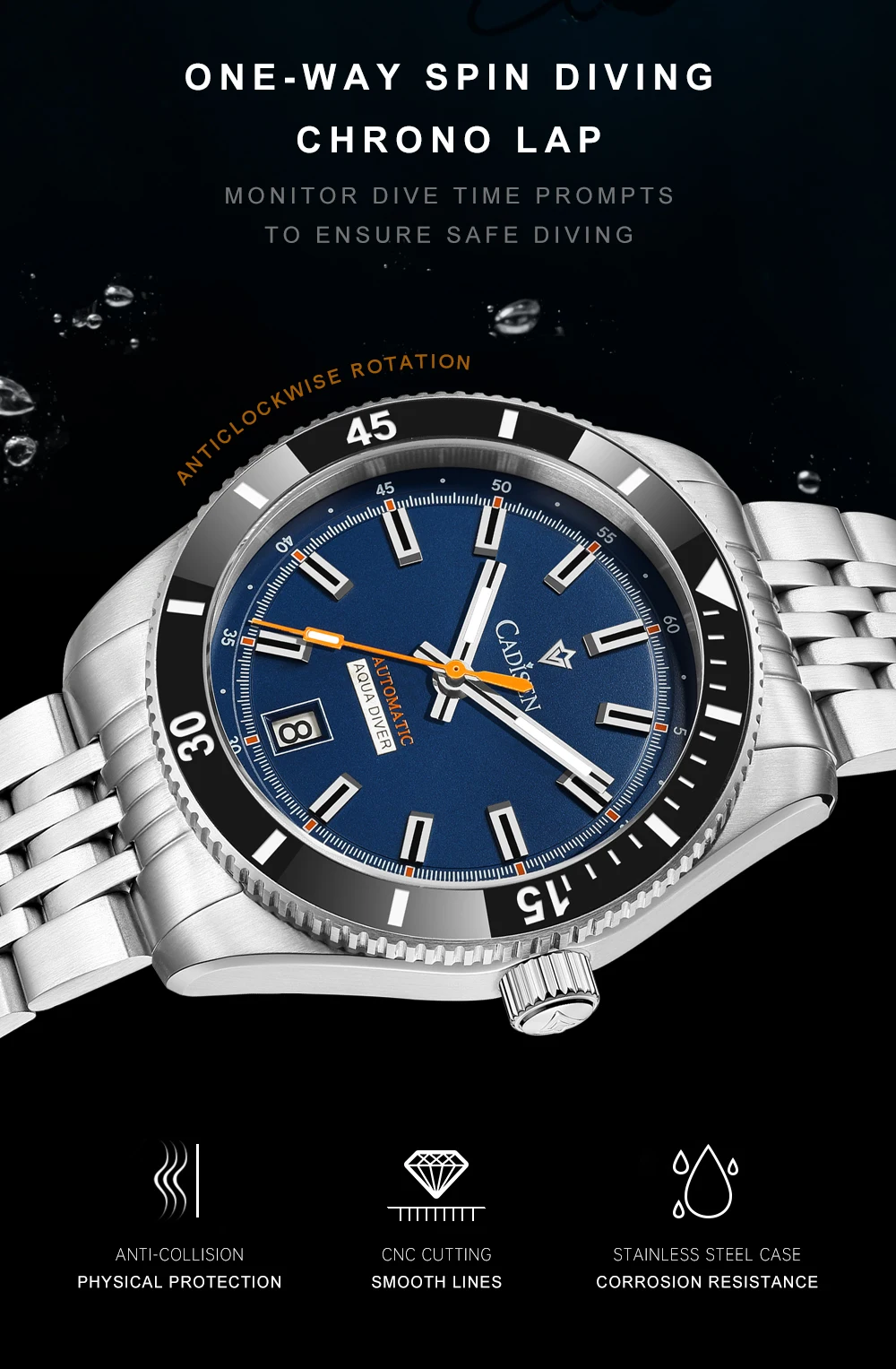 CADISEN New Men's Watches Mechanical Automatic Watch Men Japan MIYOTA 8215 Ceramic Bezel 10Bar Waterproof Wristwatch For Men