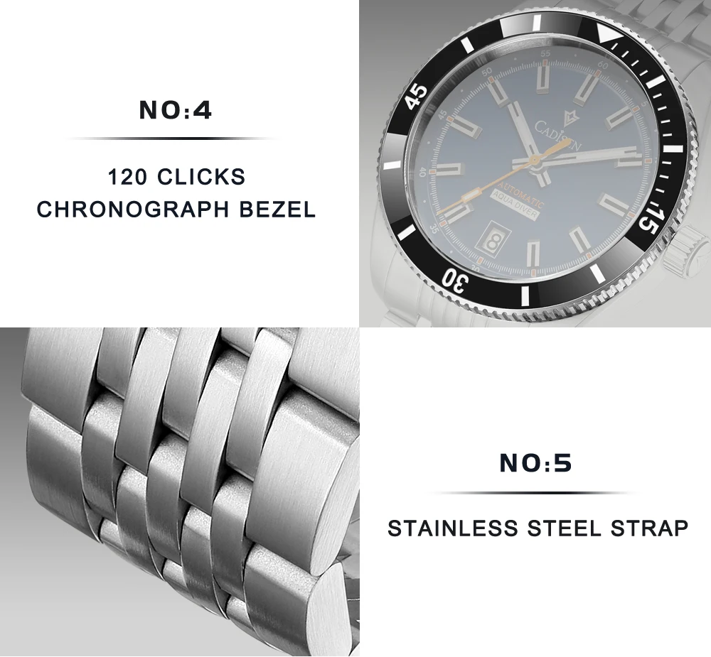 CADISEN New Men's Watches Mechanical Automatic Watch Men Japan MIYOTA 8215 Ceramic Bezel 10Bar Waterproof Wristwatch For Men