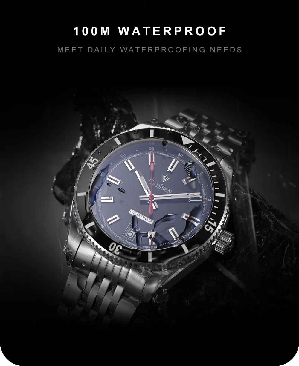 CADISEN New Men's Watches Mechanical Automatic Watch Men Japan MIYOTA 8215 Ceramic Bezel 10Bar Waterproof Wristwatch For Men