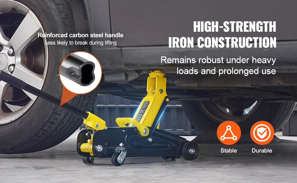 SucceBuy Low Profile Floor Jack 2T Heavy Duty Iron Hydraulic Racing Floor Jack Hydraulic Car Jack Single Piston Quick Lift Pump