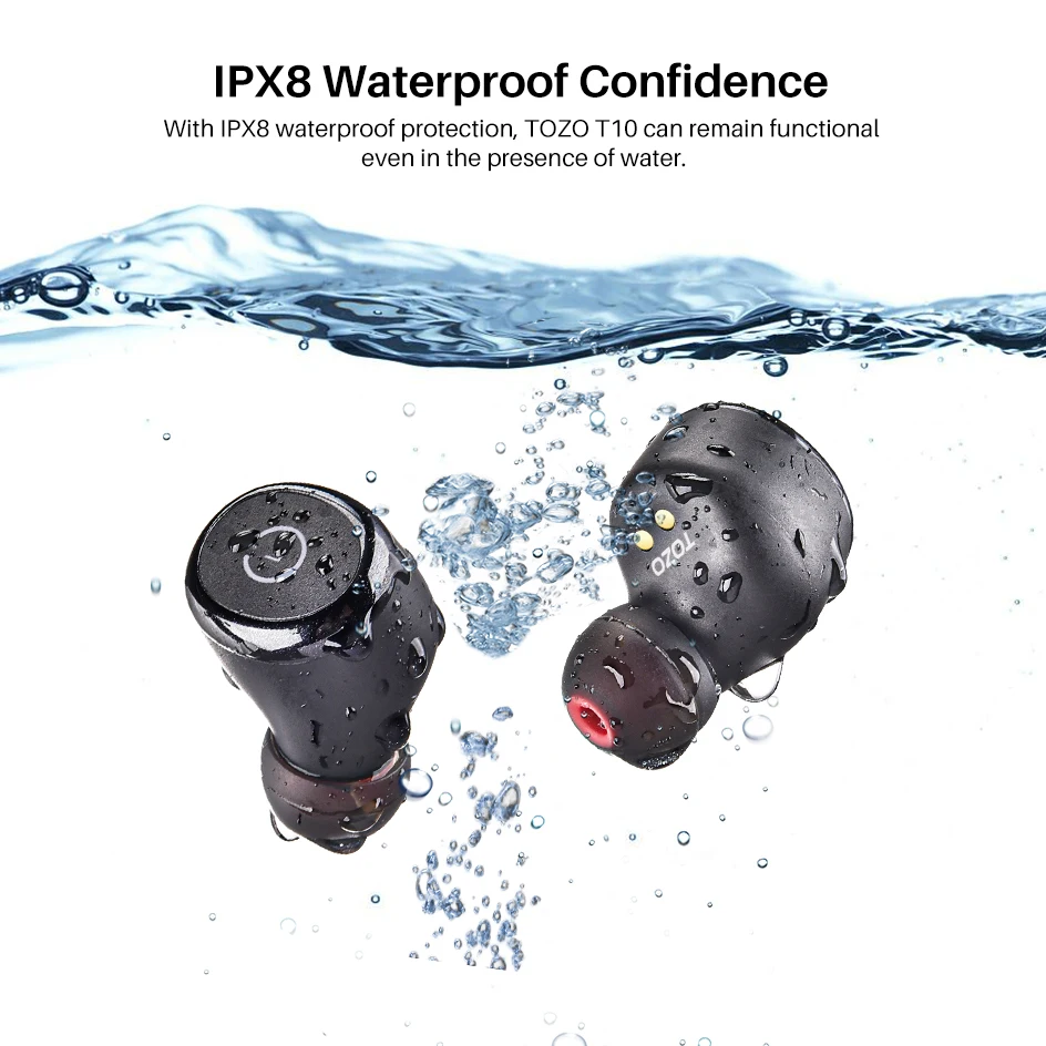 Refurbished TOZO Ergonomic Headsets TWS Earbuds AI Via APP Wireless Touch Control IPX8 HiFi Sound Stereo for IOS Android PC