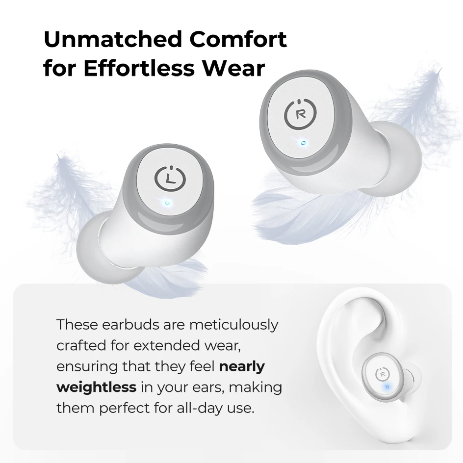 Refurbished TOZO Ergonomic Headsets TWS Earbuds AI Via APP Wireless Touch Control IPX8 HiFi Sound Stereo for IOS Android PC