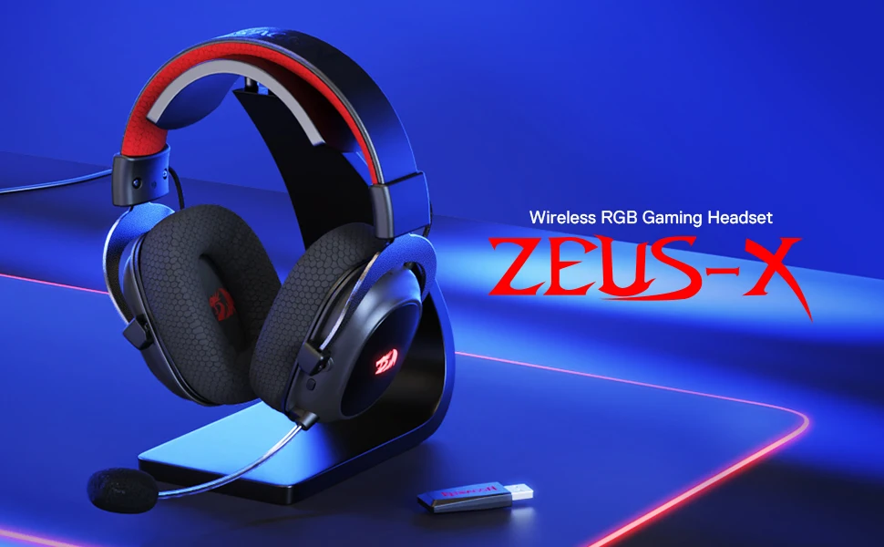 Redragon H510 PRO Zeus-X RGB Wireless Gaming Headset 7.1 Surround Sound 53MM Audio Drivers Multi Platforms Headphone