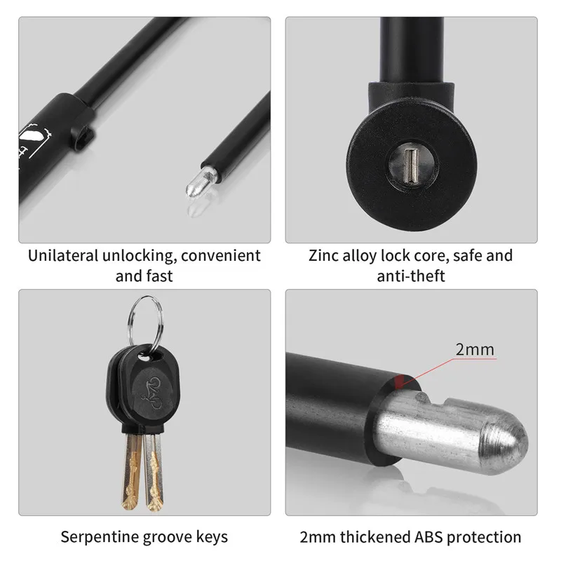 WEST BIKING Bicycle U Lock MTB Road Bike Padlock Portable Anti-theft Safety Motorcycle Scooter Cycling Lock Bicycle Accessories