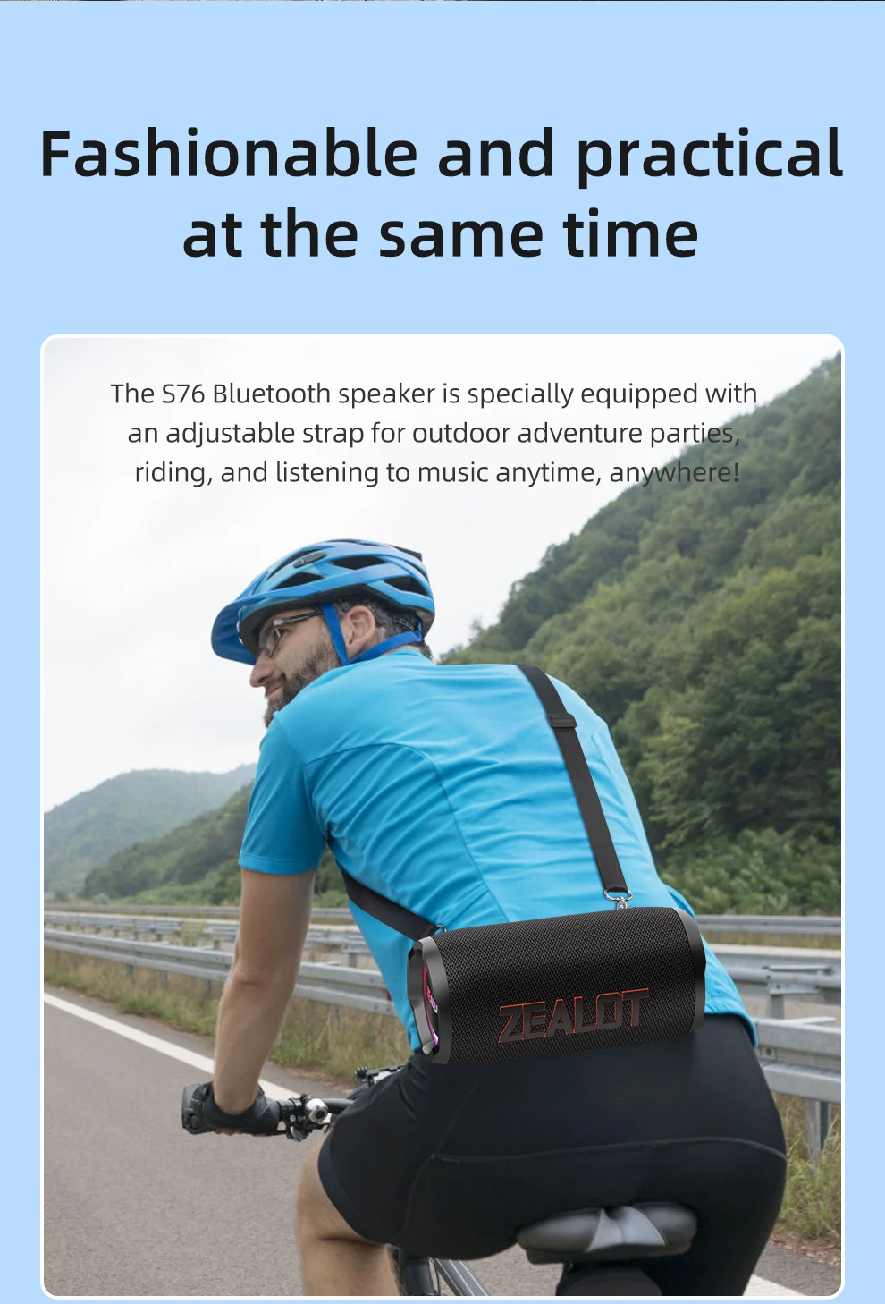 ZEALOT-S76 50W Portable Bluetooth Speaker Wireless Waterproof Outdoor IPX6 Stereo Bass Music Track Speaker Sound Box