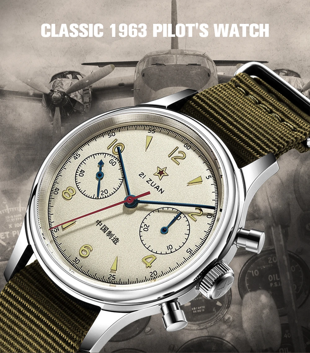 Seakoss Men 1963 Chronograph 38mm Sapphire Glass Luminous Seagull ST1901 Movement Pilot Aviation Mechanical Watches