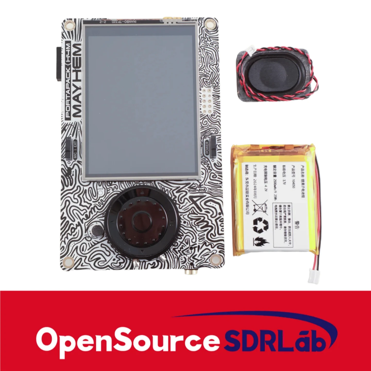 OpenSourceSDRLab Portapack H4M Spectrum Analyzer and Transparent Shell with speaker and 2500 mAh Lithium Battery