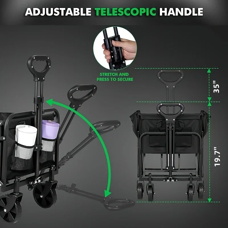 Heavy Duty Foldable Trolley All Terrain Pet Cart With Aluminum Frame Large Wheels For Camping Shopping