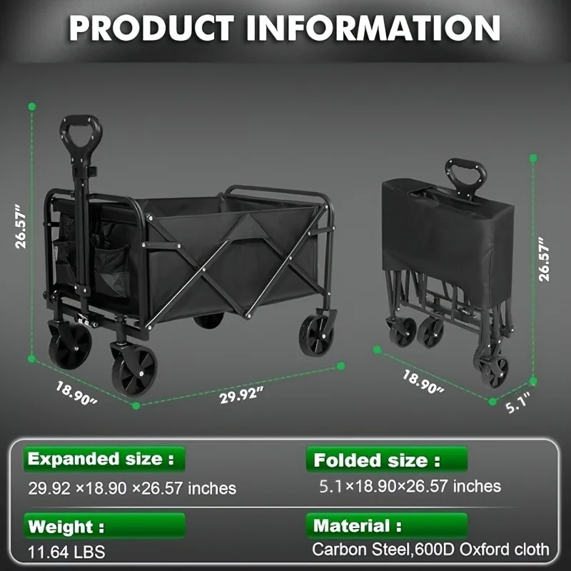 Heavy Duty Foldable Trolley All Terrain Pet Cart With Aluminum Frame Large Wheels For Camping Shopping