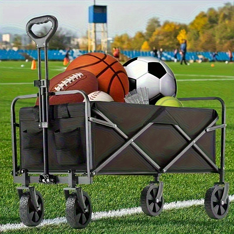 Heavy Duty Foldable Trolley All Terrain Pet Cart With Aluminum Frame Large Wheels For Camping Shopping