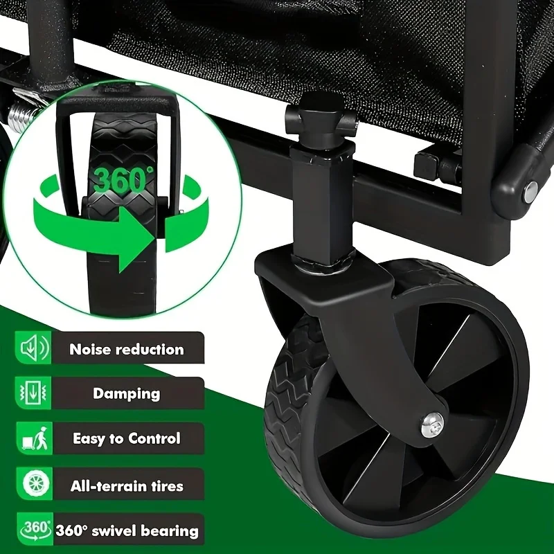 Heavy Duty Foldable Trolley All Terrain Pet Cart With Aluminum Frame Large Wheels For Camping Shopping