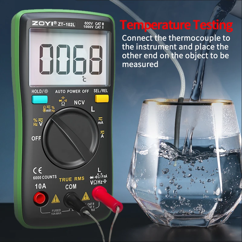 ZOYI ZT-102L Auto-Ranging Inductance 60H High-Precision Anti-Burn Multimeter with Capacitance, Temperature & NCV