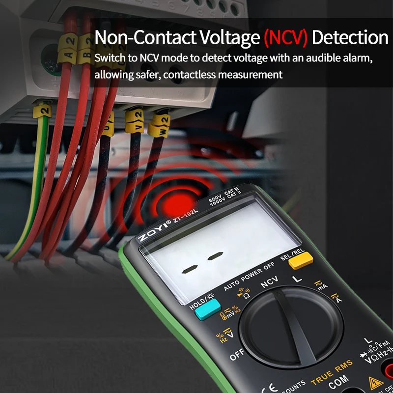 ZOYI ZT-102L Auto-Ranging Inductance 60H High-Precision Anti-Burn Multimeter with Capacitance, Temperature & NCV