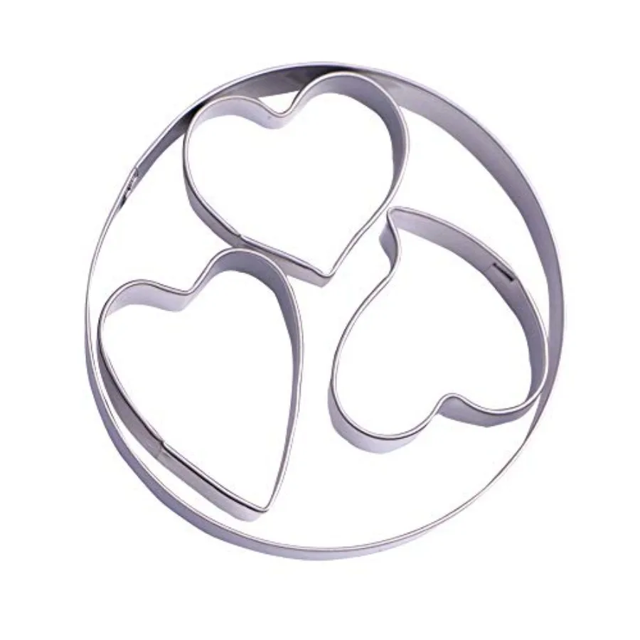 Mini Heart Cookie Cutter Set 4 Piece Stainless Steel Red Cute Baking Tool for Valentine's Day Desserts