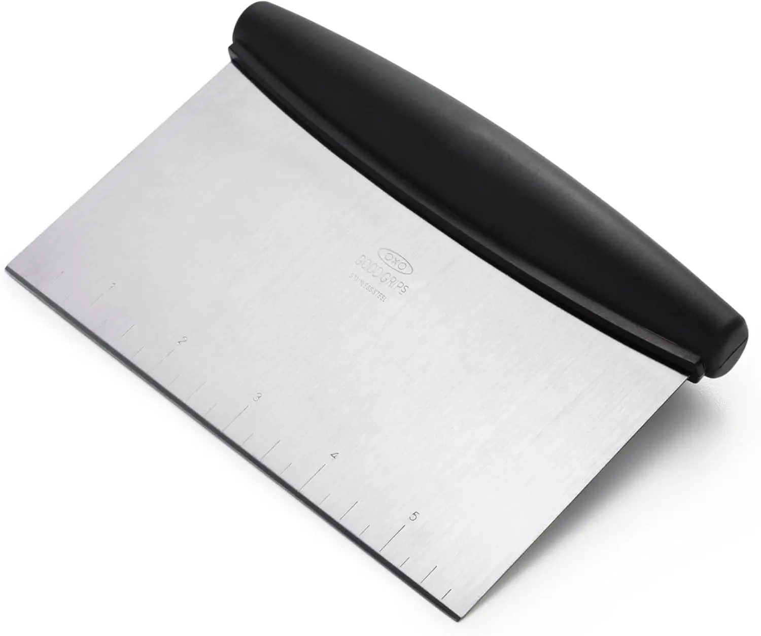 6.3 Inch Stainless Steel Bench Scraper, with 1-5 Inch Measurement Markings, Multi-Purpose for Dough, Veggies.